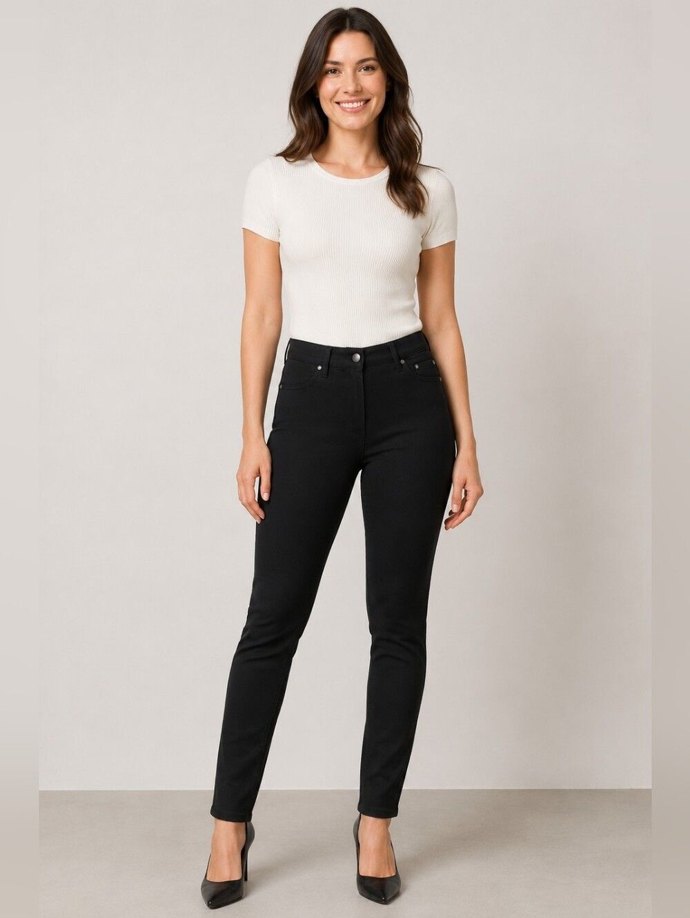 Eileen Fisher Ponte Skinny Pants Size 6 Black Stretch Workwear
